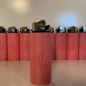 10 Custom Pot Leaf Sleeve with Lighter: Pk-M1 (Pink Matte Finish)